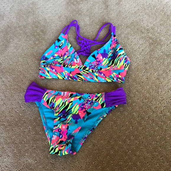 neon purple bathing suit